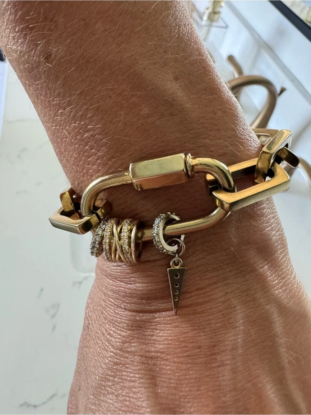 Gold Link Padlock Carabiner Bracelet by Artizan Joyería - Picture 2 of 9